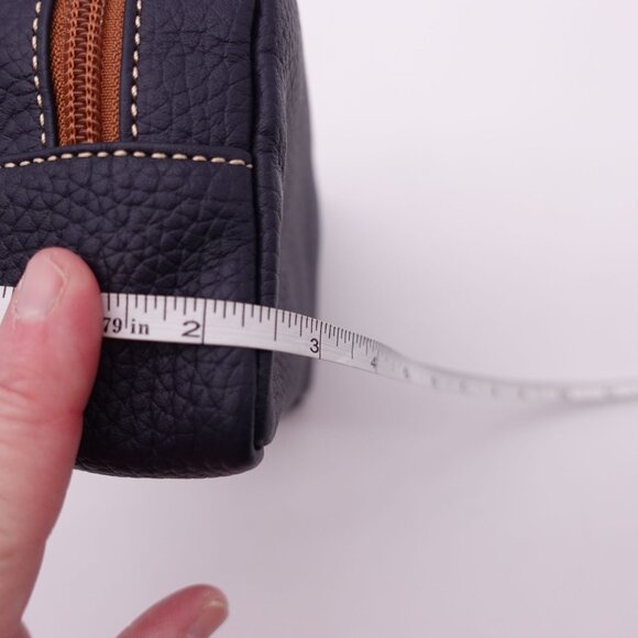 LN Dooney & Bourke Small Pebbled Leather Zipper Pouch Case Navy Blue - Picture 7 of 12